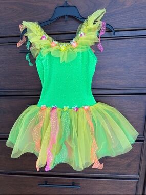 WOLF Neon Green Fairy Tutu Dress with Yellow Accents, MC